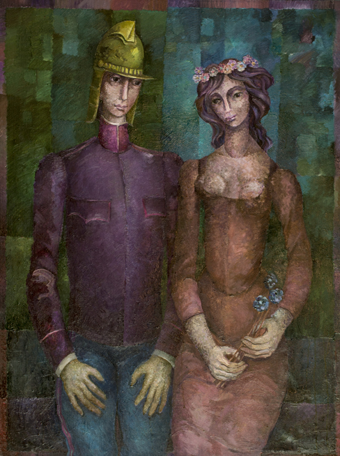 Tryptyk – Ślub strażaka II, 1994, olej na płótnie, 130 x 97 cm