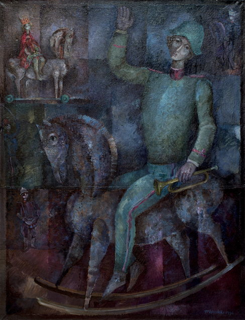 Królewna i Trębacz, 1996, olej na płótnie, 130 x 100 cm